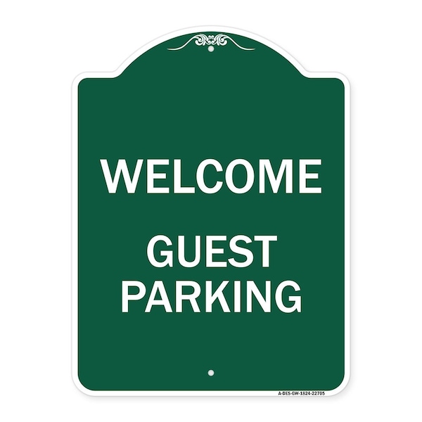 Signmission Designer Series Sign-Welcome Guest Parking, Green & White Aluminum Sign, 18" x 24", GW-1824-22705 A-DES-GW-1824-22705 - main